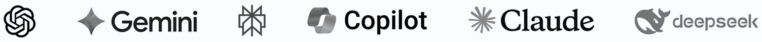 OpenAI, Gemini, Mistral, Copilot, Claude, Deepseek logos